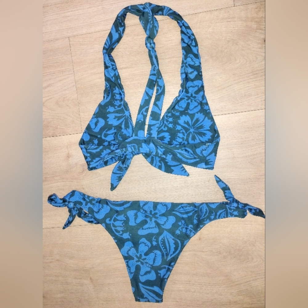 Blue/ Green Tropical Print Bikini